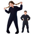 Kids Polyester Micro Polar Fleece Footed Pajamas (Navy)